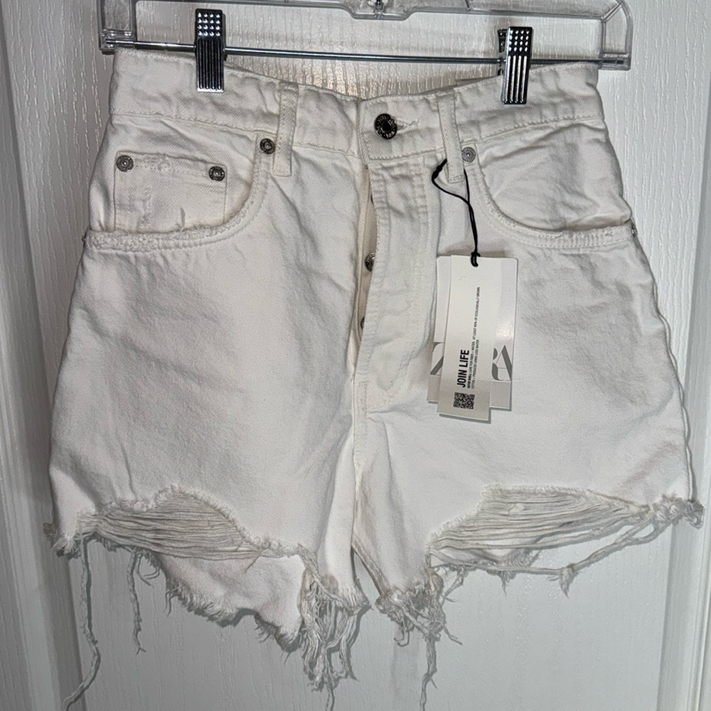 Zara White Denim Shorts